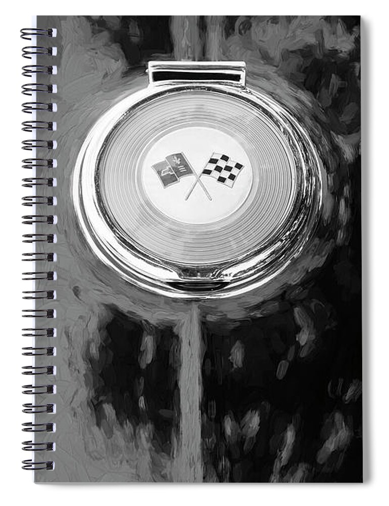 1964 Spiral Notebook featuring the photograph 1964 Chevy Corvette Coupe BW 113 by Rich Franco