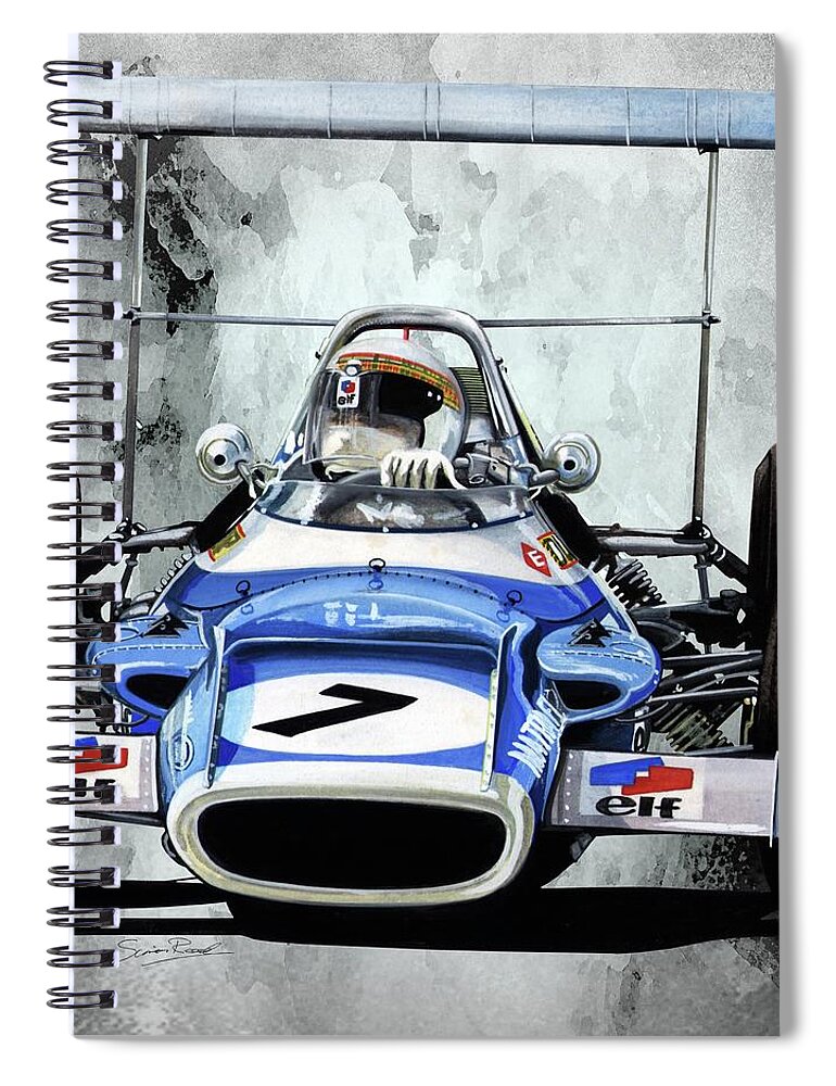 Art Spiral Notebook featuring the painting 1969 Matra MS80 by Simon Read