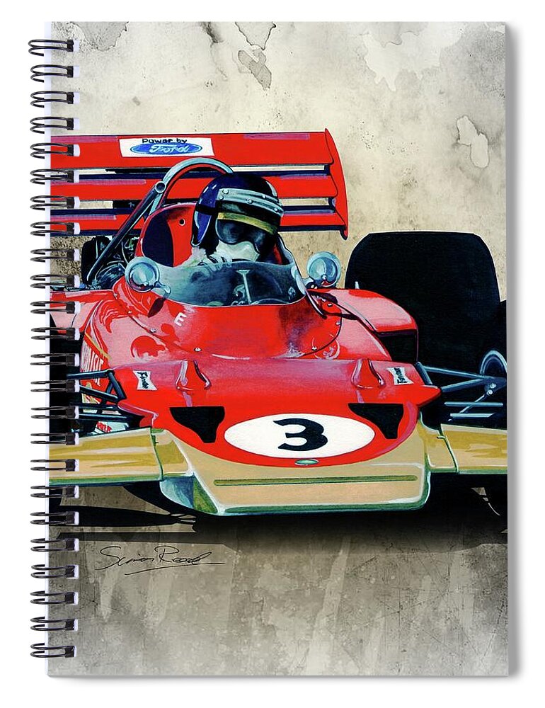 Art Spiral Notebook featuring the painting 1970 Lotus 72 by Simon Read
