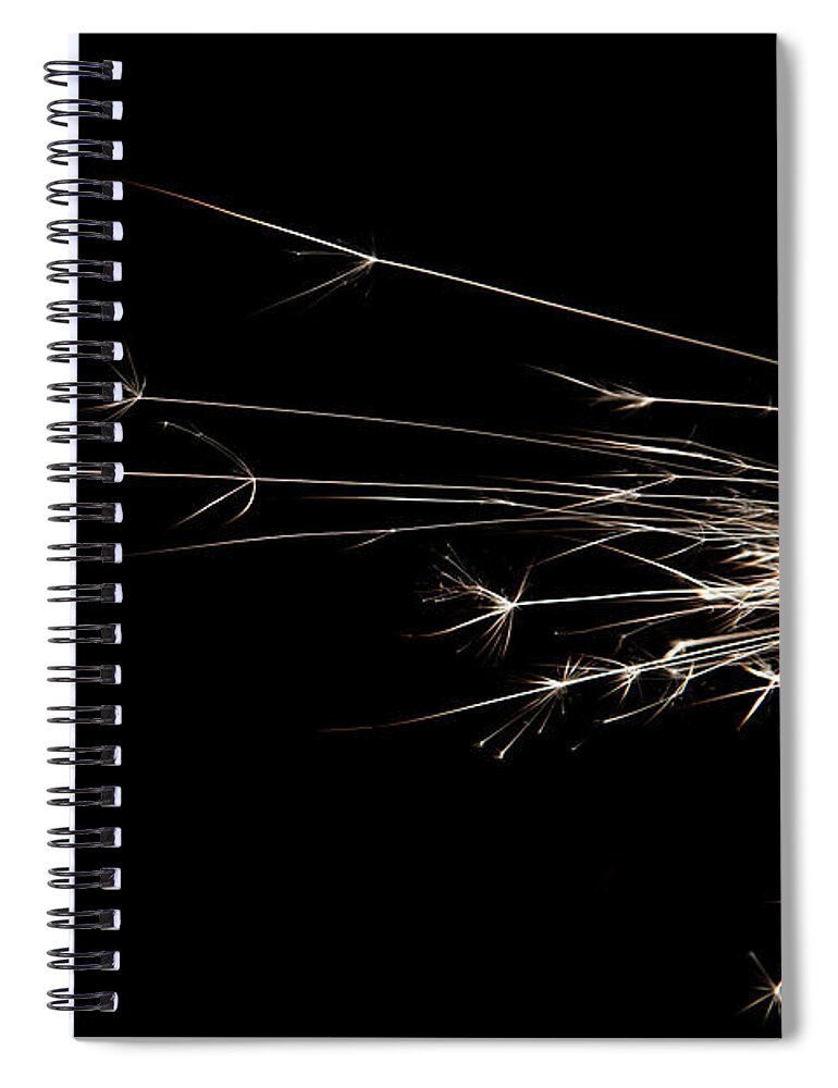 Abstract Spiral Notebook featuring the photograph Abstract light streaks and sparks on black #2 by Karen Foley