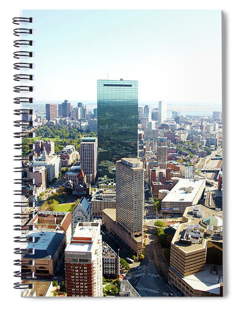 Clear Sky Spiral Notebook featuring the photograph Aerial View Of Boston #2 by Thomas Northcut