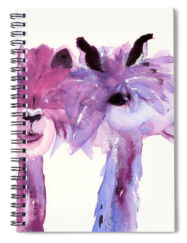 Alpaca Art Spiral Notebook featuring the painting 2 Alpacas by Dawn Derman