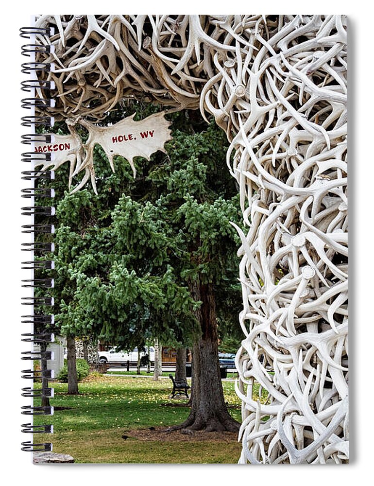 Antler Arch Square Spiral Notebook featuring the photograph Antler Arch Jackson Hole #2 by Shirley Mitchell