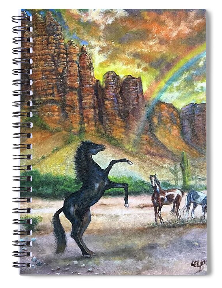 Arizona Spiral Notebook featuring the painting Arizona Sunset #2 by Leland Castro