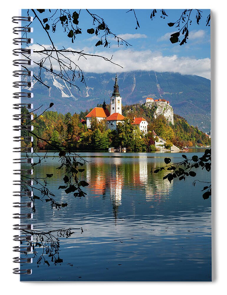 Bled Spiral Notebook featuring the photograph Autumn colours at Lake Bled #2 by Ian Middleton