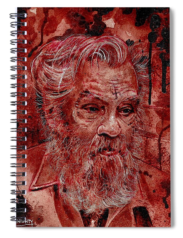 Ryan Almighty Spiral Notebook featuring the painting CHARLES MANSON port dry blood #2 by Ryan Almighty