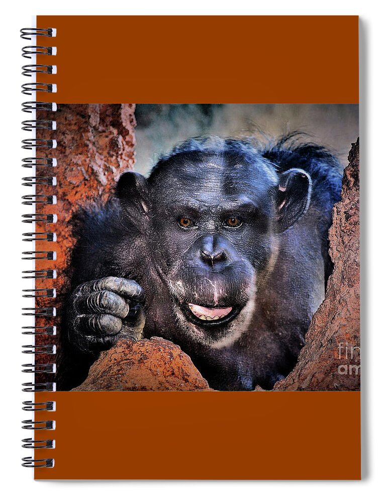 Chimpanzee Spiral Notebook featuring the digital art Chimp #2 by Savannah Gibbs