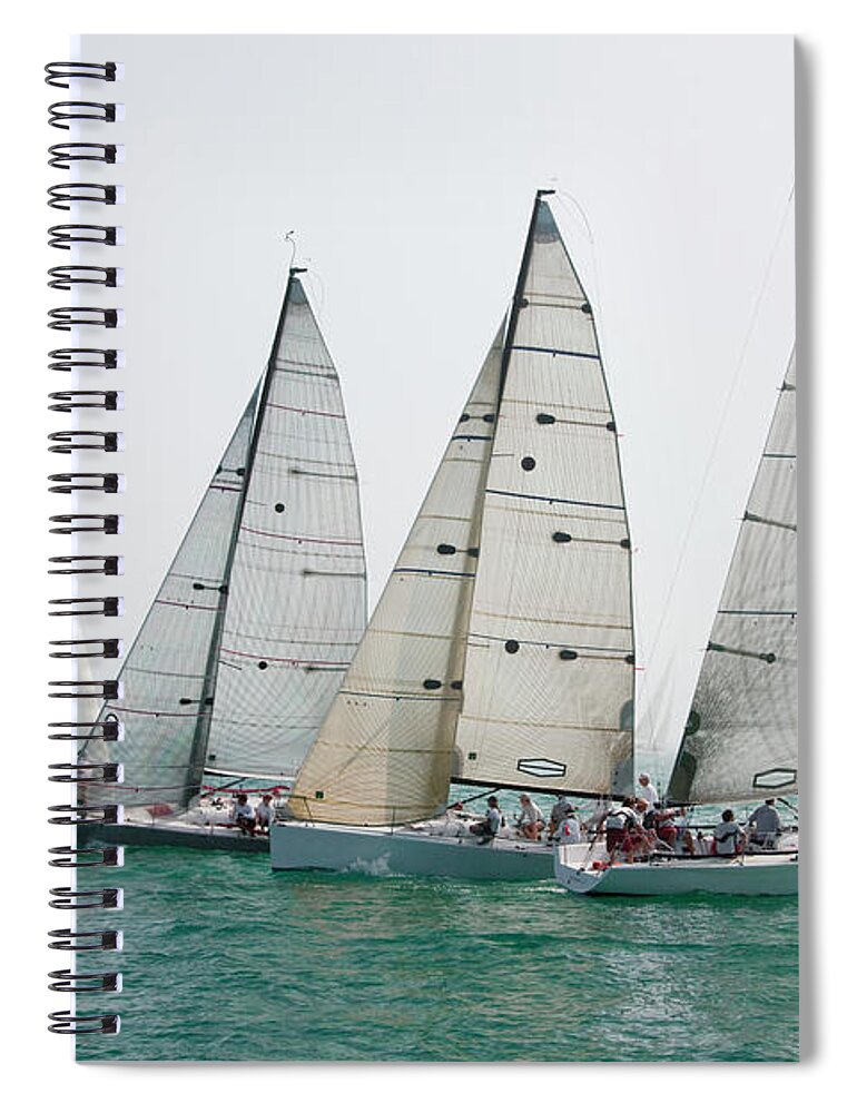 Teamwork Spiral Notebook featuring the photograph Competitive Sailing In Key West #2 by Schedivy Pictures Inc.