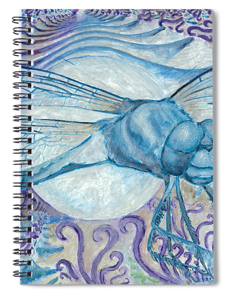 Watercolor Spiral Notebook featuring the painting Dragonfly Moon #2 by Jeremy Robinson