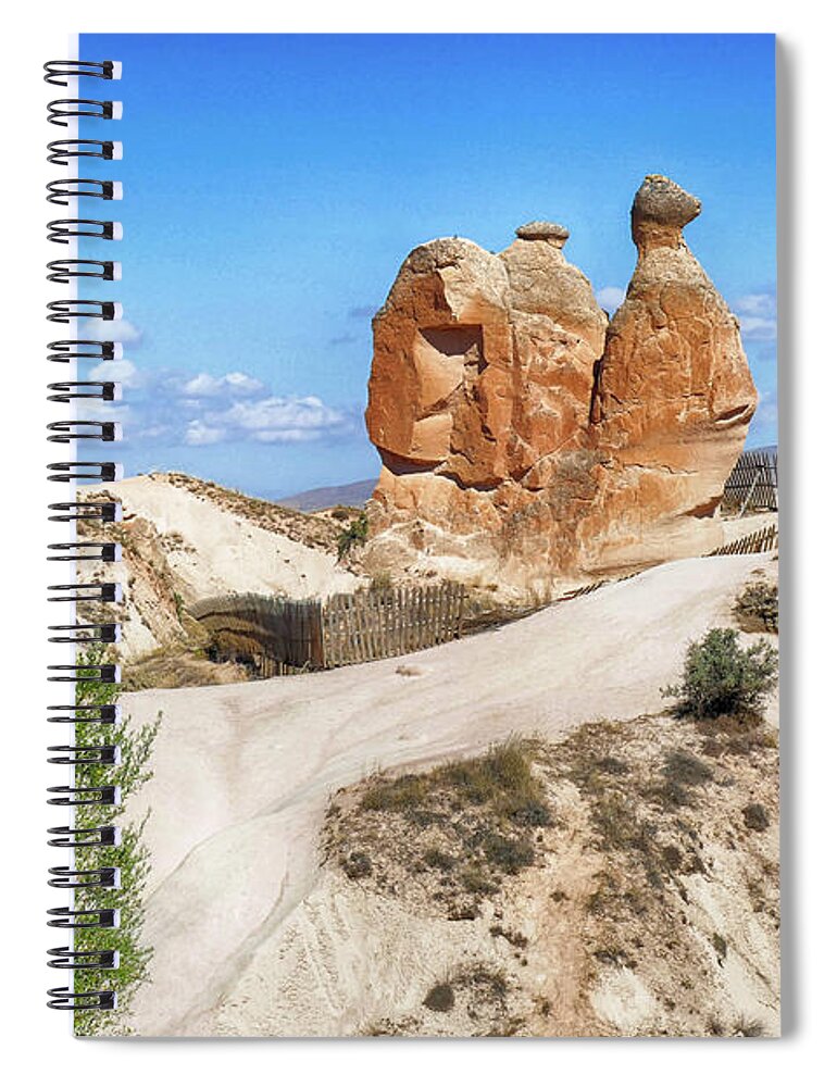 Volcanic Spiral Notebook featuring the photograph Fairy chimney balanced rock formations #2 by Steve Estvanik