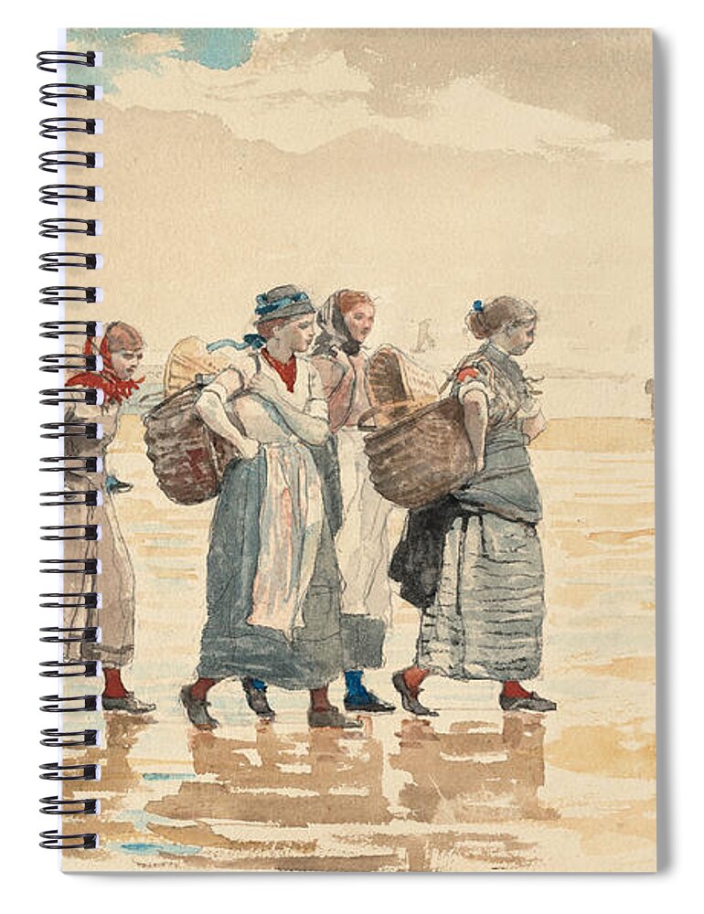 Winslow Homer Spiral Notebook featuring the drawing Four Fishwives on the Beach #4 by Winslow Homer