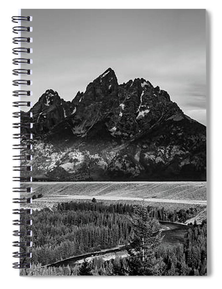 View Spiral Notebook featuring the photograph Grand Teton mountains scenic view #2 by Alex Grichenko