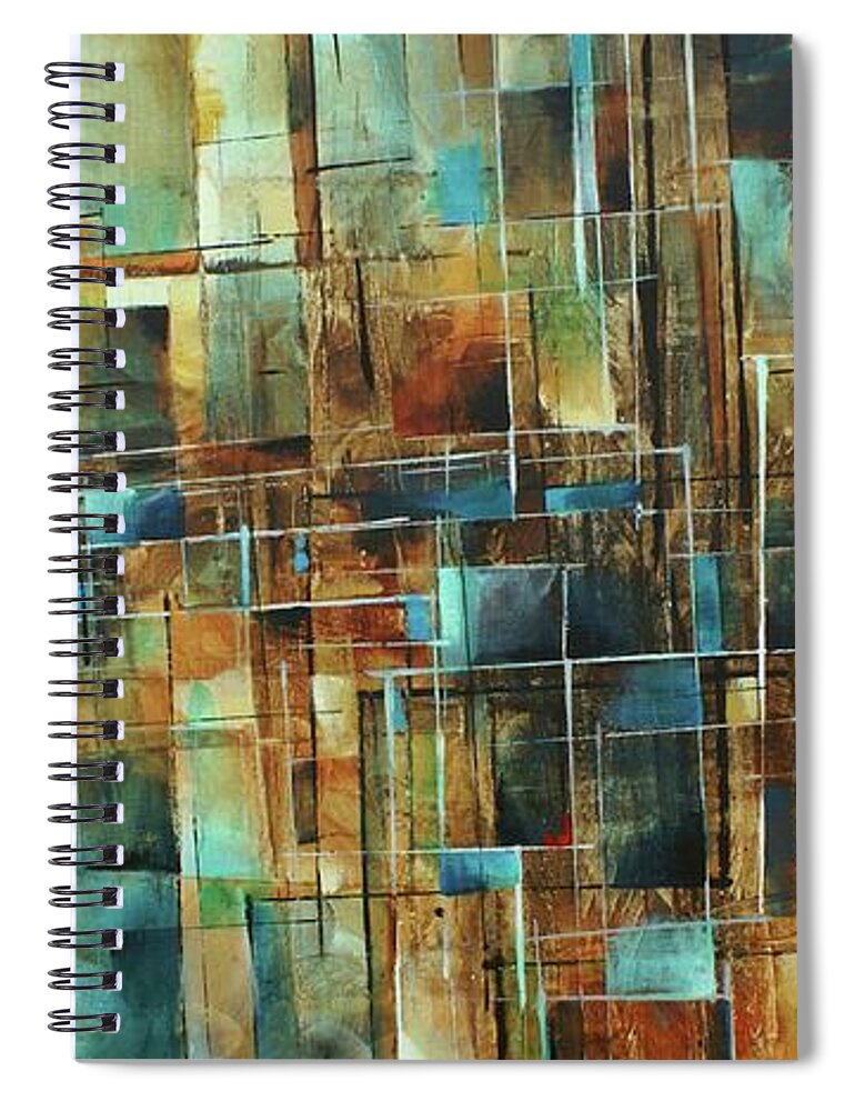 Geometric Spiral Notebook featuring the painting Gravity by Michael Lang