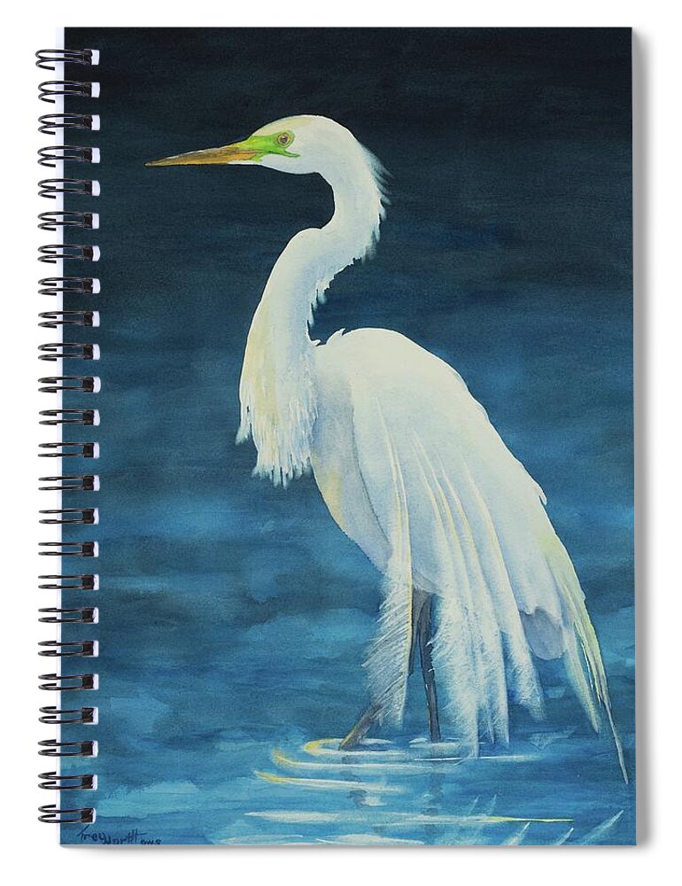 Great Egret Spiral Notebook featuring the painting Great Egret by George Harth