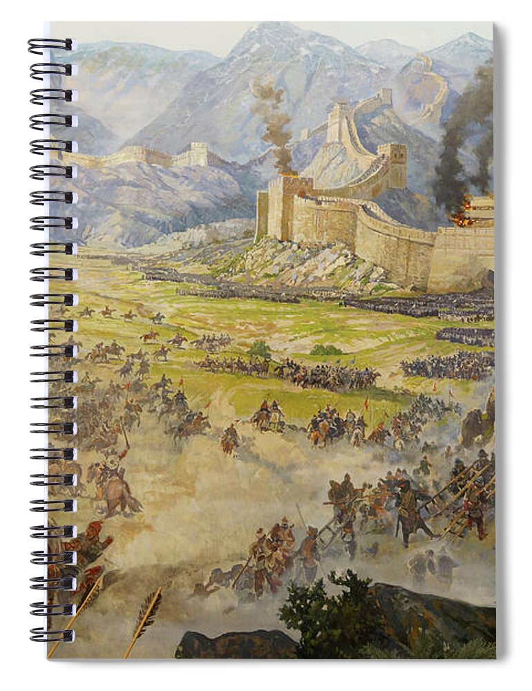 Assault Spiral Notebook featuring the photograph Huns attack the Great Wall of China #2 by Steve Estvanik
