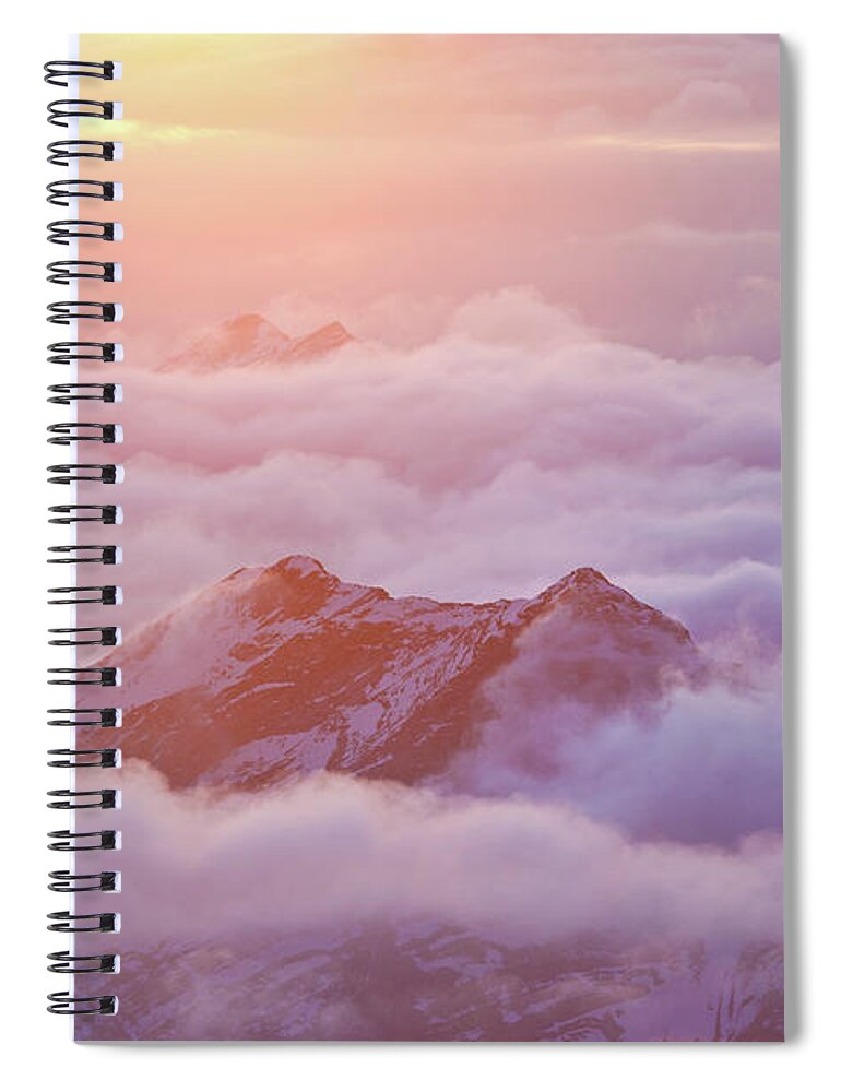 Scenics Spiral Notebook featuring the photograph Lechtal Panorama From Mt. Zugspitze - #2 by Wingmar