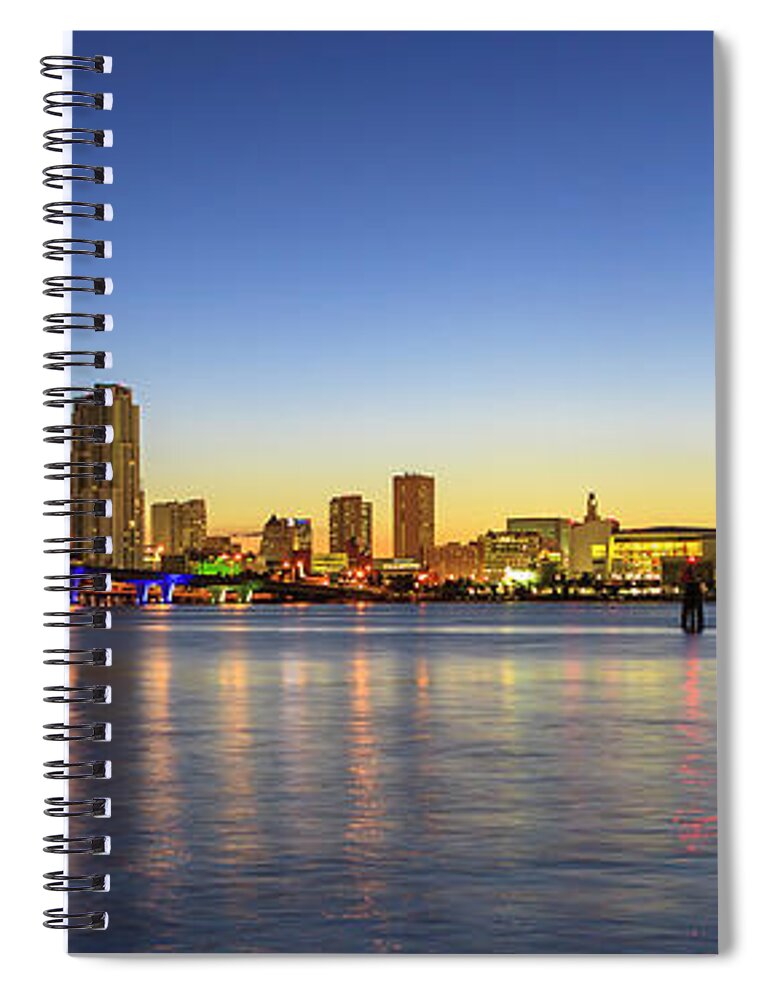 Architecture Spiral Notebook featuring the photograph Miami Sunset Skyline by Raul Rodriguez