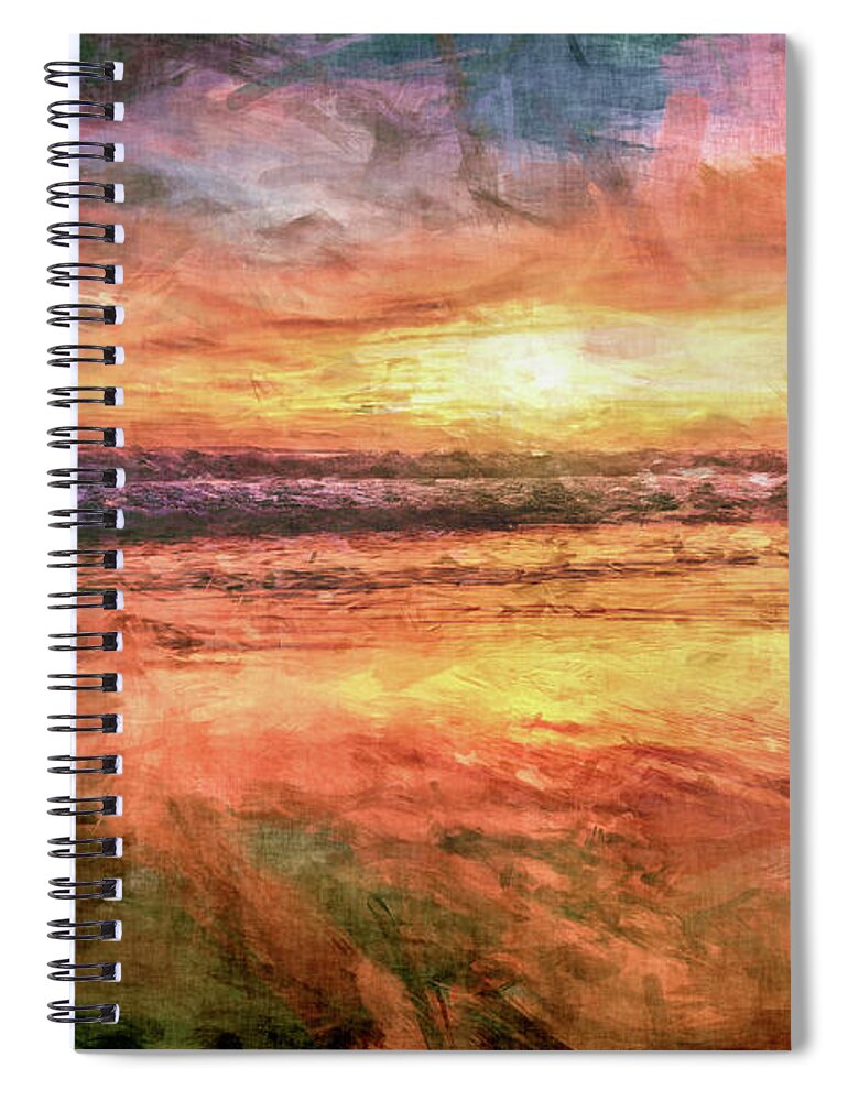 Sandy Beach Spiral Notebook featuring the digital art Ocean Sunrise #2 by Phil Perkins