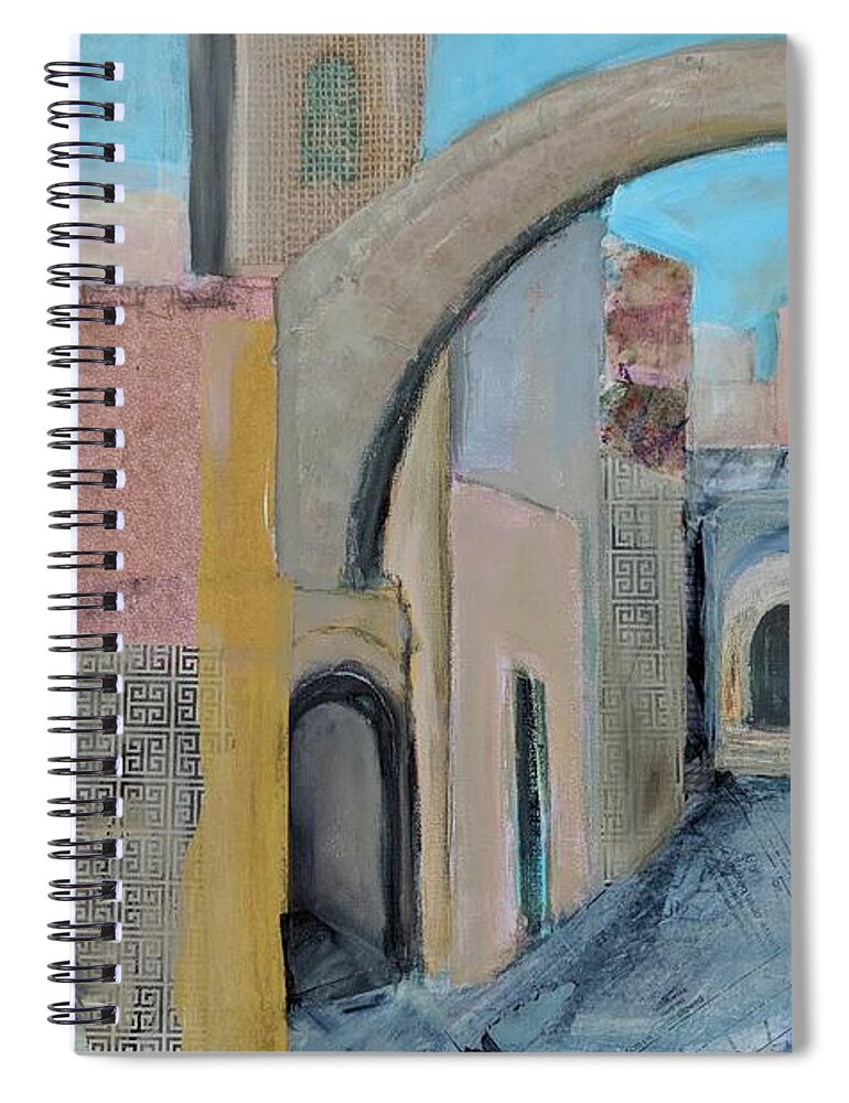 Jerusalem Spiral Notebook featuring the painting Old City by Jillian Goldberg