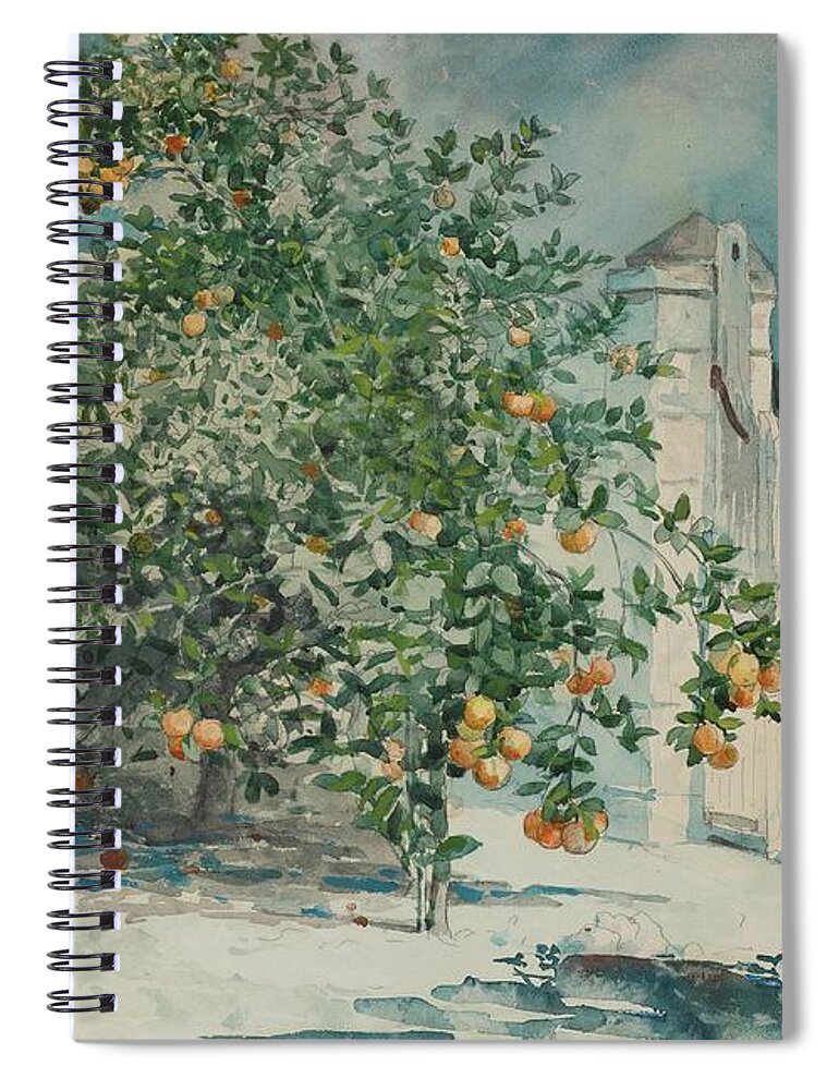 Impressionism Spiral Notebook featuring the painting Orange Trees And Gate by Winslow Homer