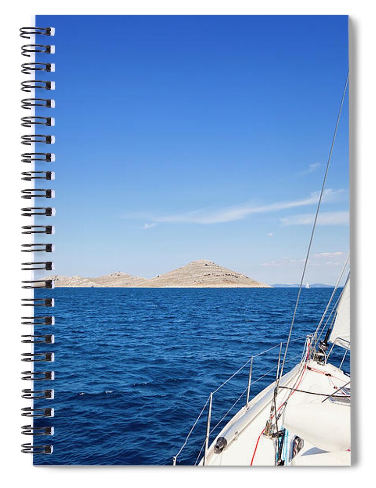Curve Spiral Notebook featuring the photograph Sailing With Sailboat #2 by Mbbirdy