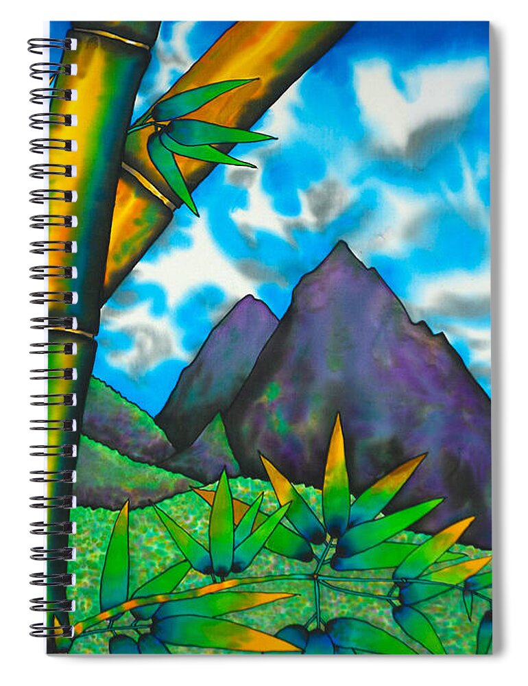 Pitons Spiral Notebook featuring the painting St. Lucia Pitons #3 by Daniel Jean-Baptiste