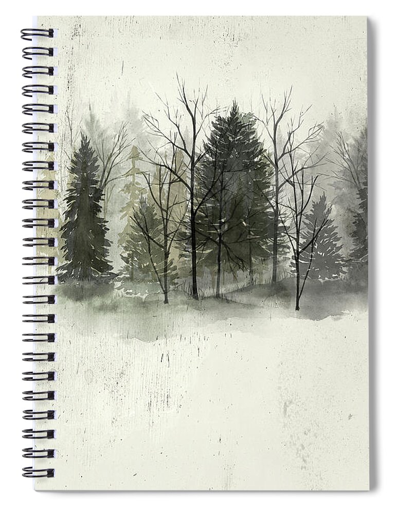 Landscapes Spiral Notebook featuring the painting Textured Treeline I #2 by Grace Popp