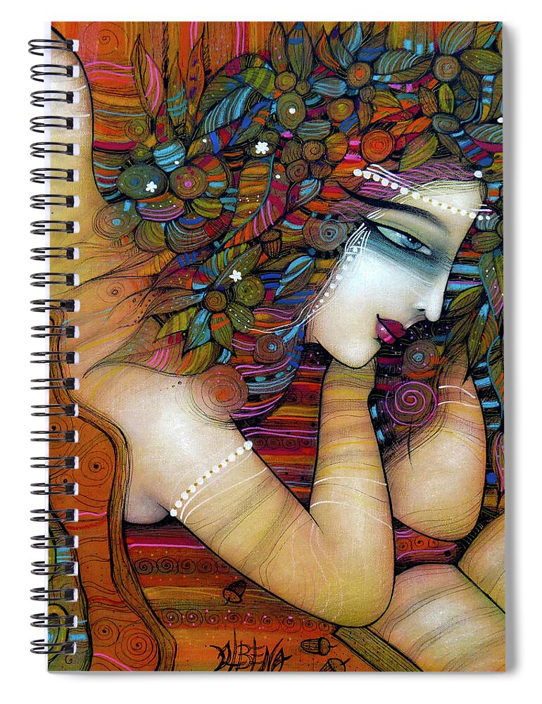 Albena Spiral Notebook featuring the painting The reader #3 by Albena Vatcheva