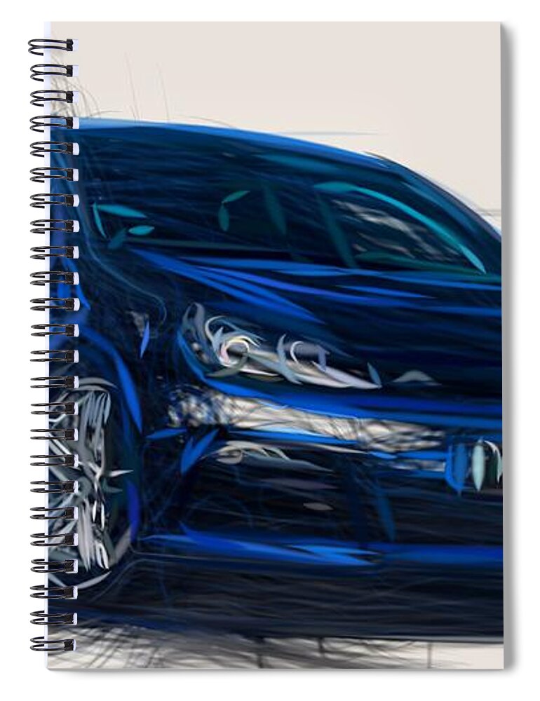 Volkswagen Spiral Notebook featuring the digital art Volkswagen Golf R Draw #2 by CarsToon Concept