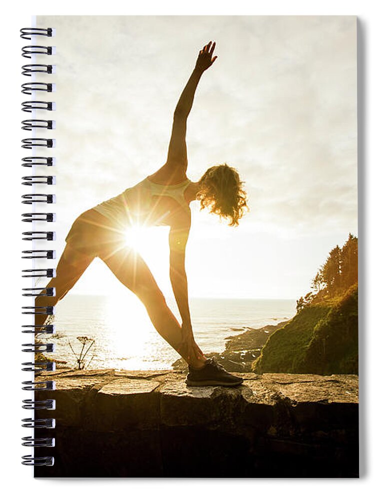 Scenics Spiral Notebook featuring the photograph Woman Running For Exercise #2 by Jordan Siemens