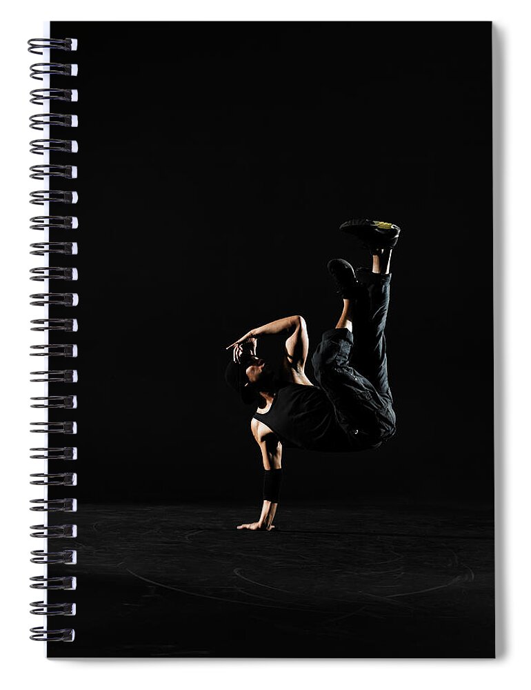 One Man Only Spiral Notebook featuring the photograph Young Male Breakdancer Balancing On One #2 by Thomas Barwick