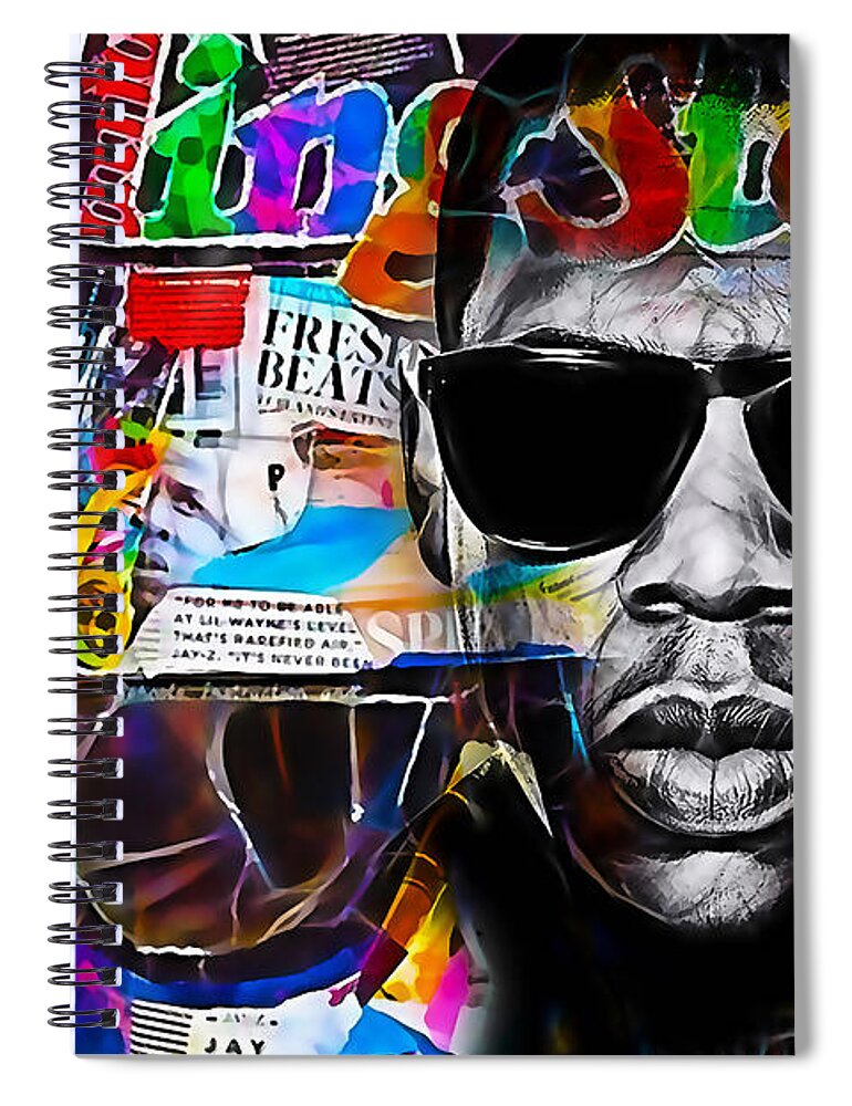 Jay Z Art Spiral Notebook featuring the mixed media Jay Z Collection #21 by Marvin Blaine