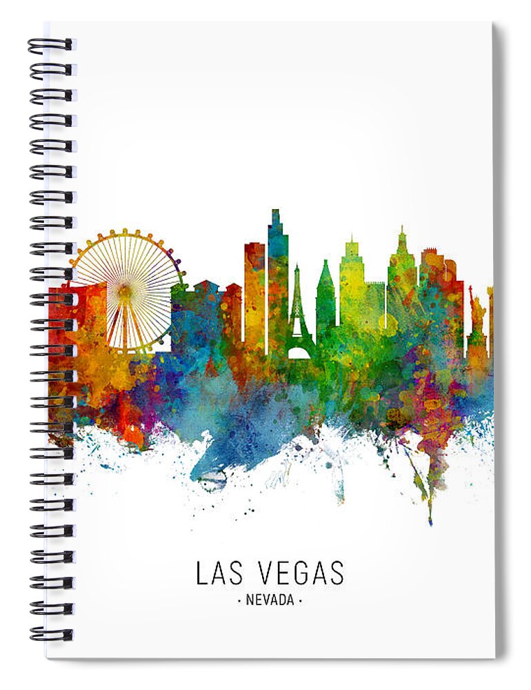 Las Vegas Spiral Notebook featuring the digital art Las Vegas Nevada Skyline #21 by Michael Tompsett