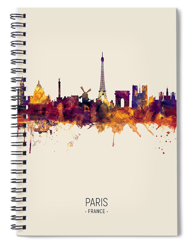 Paris Spiral Notebook featuring the digital art Paris France Skyline #24 by Michael Tompsett