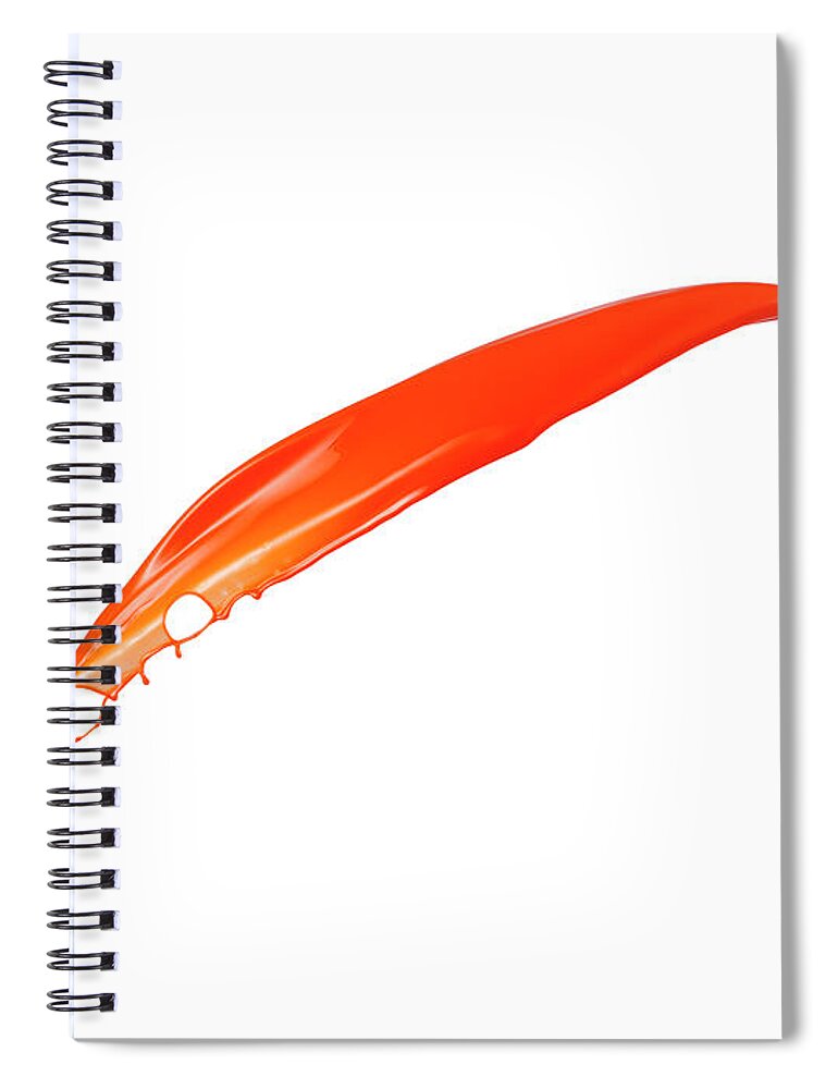 Orange Color Spiral Notebook featuring the photograph Splashing Of The Color Paint #25 by Level1studio