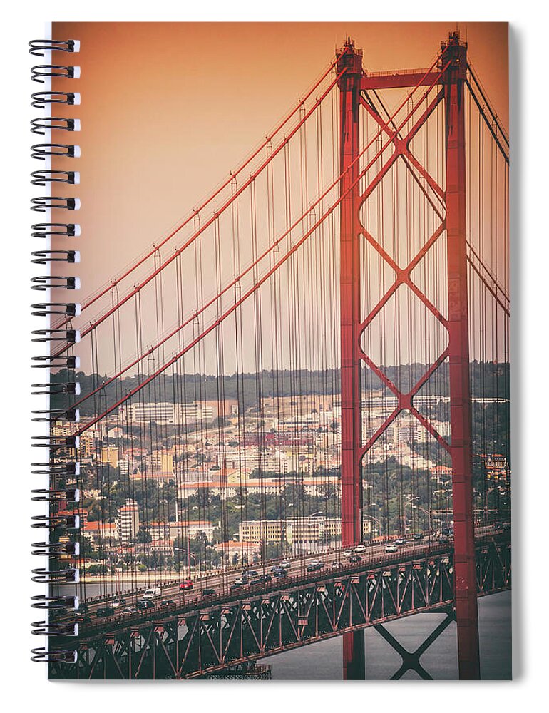Lisbon Spiral Notebook featuring the photograph 25th April Bridge Lisbon Portugal by Carol Japp