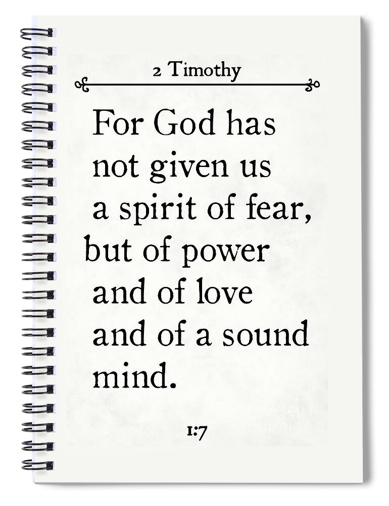 2 Timothy Spiral Notebook featuring the painting 2 Timothy 1 7 - Inspirational Quotes Wall Art Collection #1 by Mark Lawrence