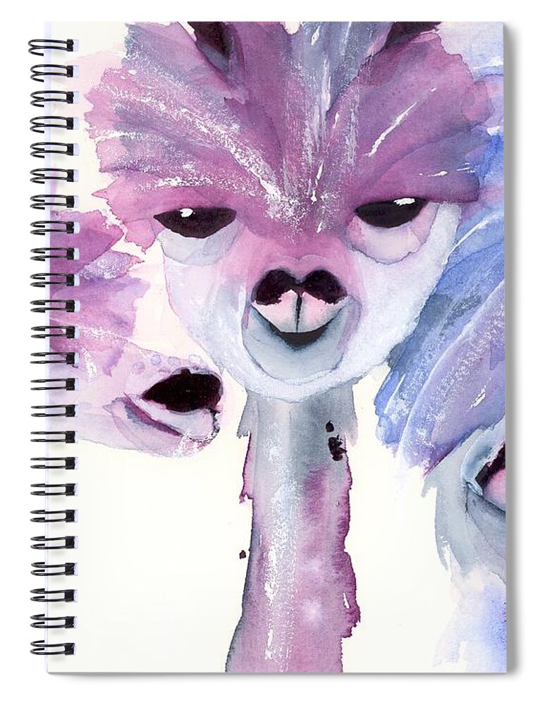 Alpaca Art Spiral Notebook featuring the painting 3 Alpacas by Dawn Derman