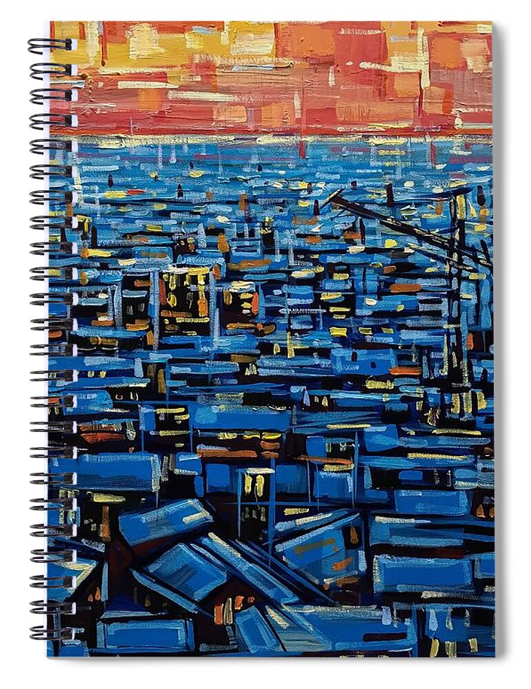 Sunset Spiral Notebook featuring the painting Facades #3 by Enrique Zaldivar