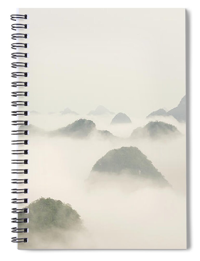 Scenics Spiral Notebook featuring the photograph Hot Air Balloon Ride At Dawn Over Karst #3 by Alex Linghorn