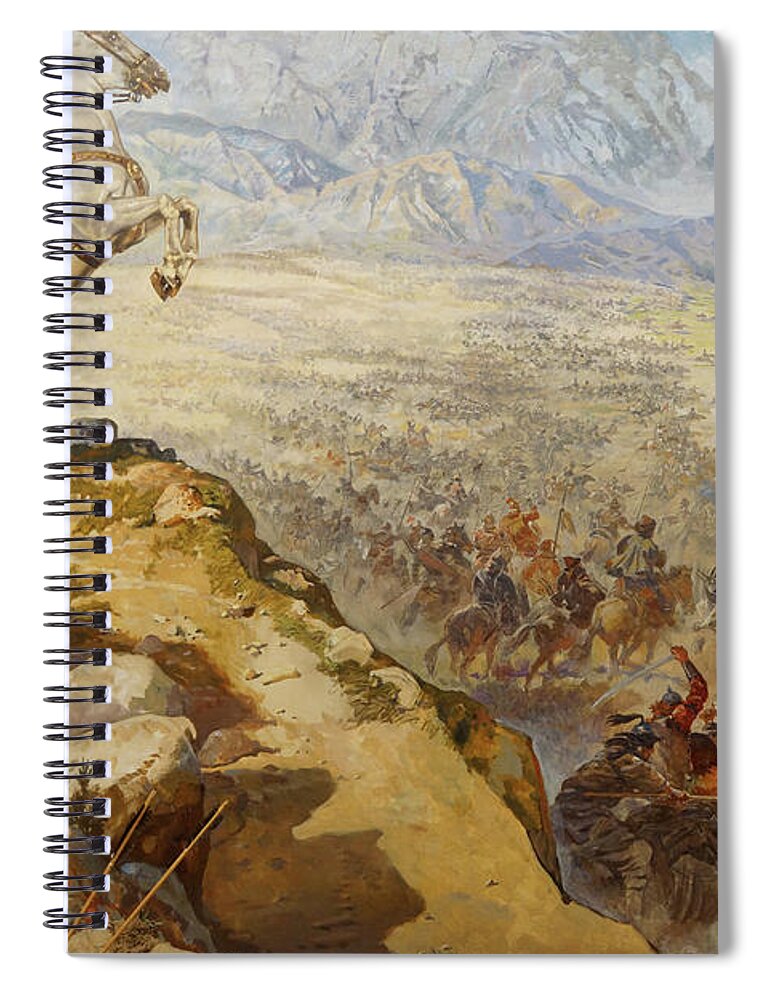 Assault Spiral Notebook featuring the photograph Huns attack the Great Wall of China #3 by Steve Estvanik