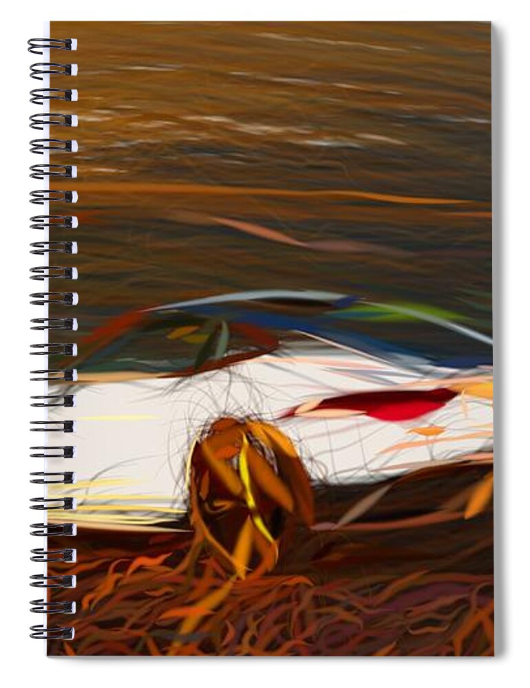 Jaguar Spiral Notebook featuring the digital art Jaguar F Type Chequered Flag Edition Drawing #4 by CarsToon Concept