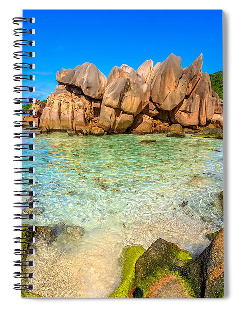 Seychelles Spiral Notebook featuring the photograph Swimming Pool La Digue #3 by Benny Marty