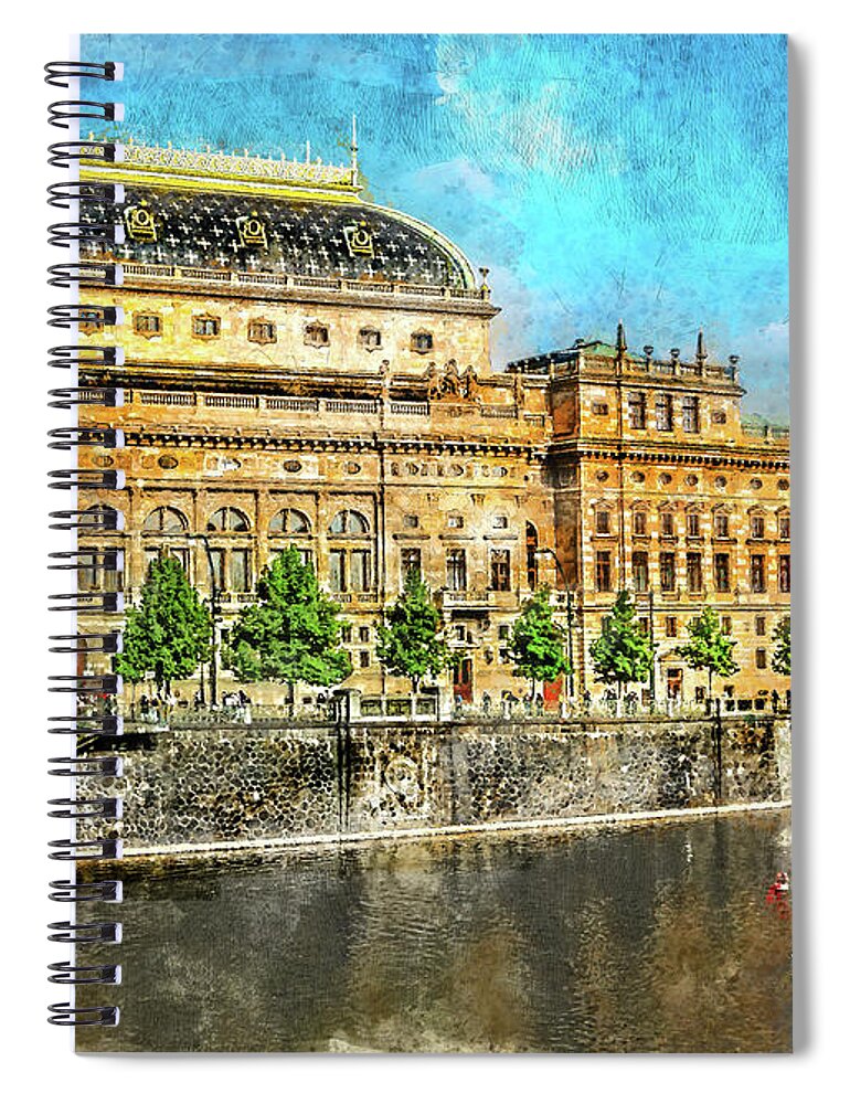 Praga Spiral Notebook featuring the digital art Praha city art #30 by Justyna Jaszke JBJart