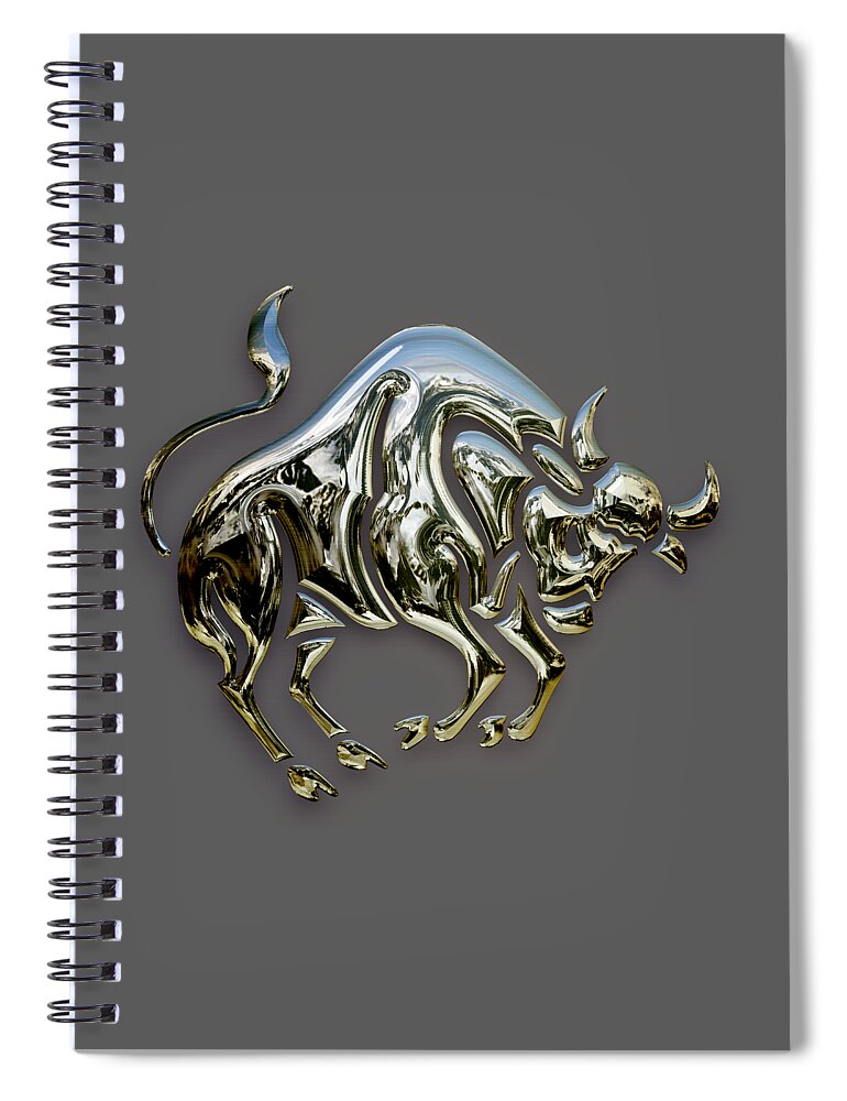Wall Street Bull Spiral Notebook featuring the mixed media Bull #4 by Marvin Blaine