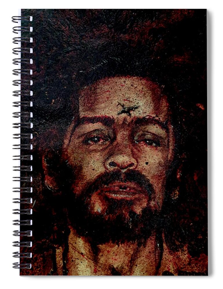Ryan Almighty Spiral Notebook featuring the painting CHARLES MANSON port dry blood by Ryan Almighty