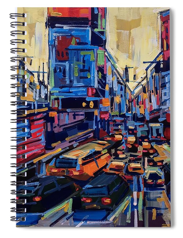 New York Spiral Notebook featuring the painting Facades #4 by Enrique Zaldivar