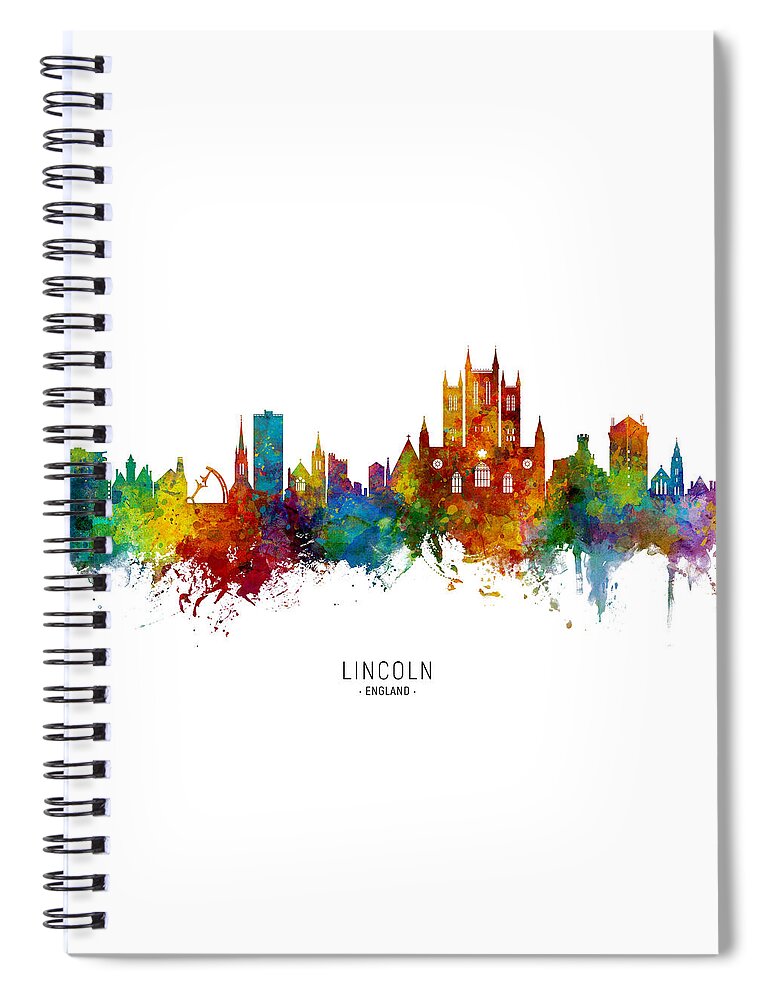 Lincoln Spiral Notebook featuring the digital art Lincoln England Skyline #4 by Michael Tompsett