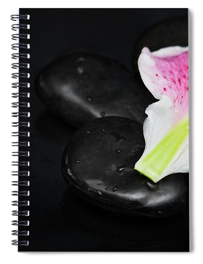 Spa Spiral Notebook featuring the photograph Spa concept with lily petal by Jelena Jovanovic