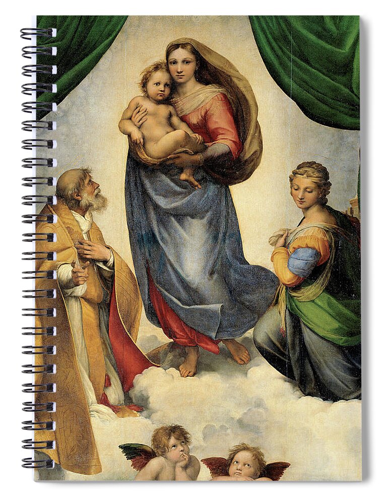 Raphael Spiral Notebook featuring the painting The Sistine Madonna by Raphael